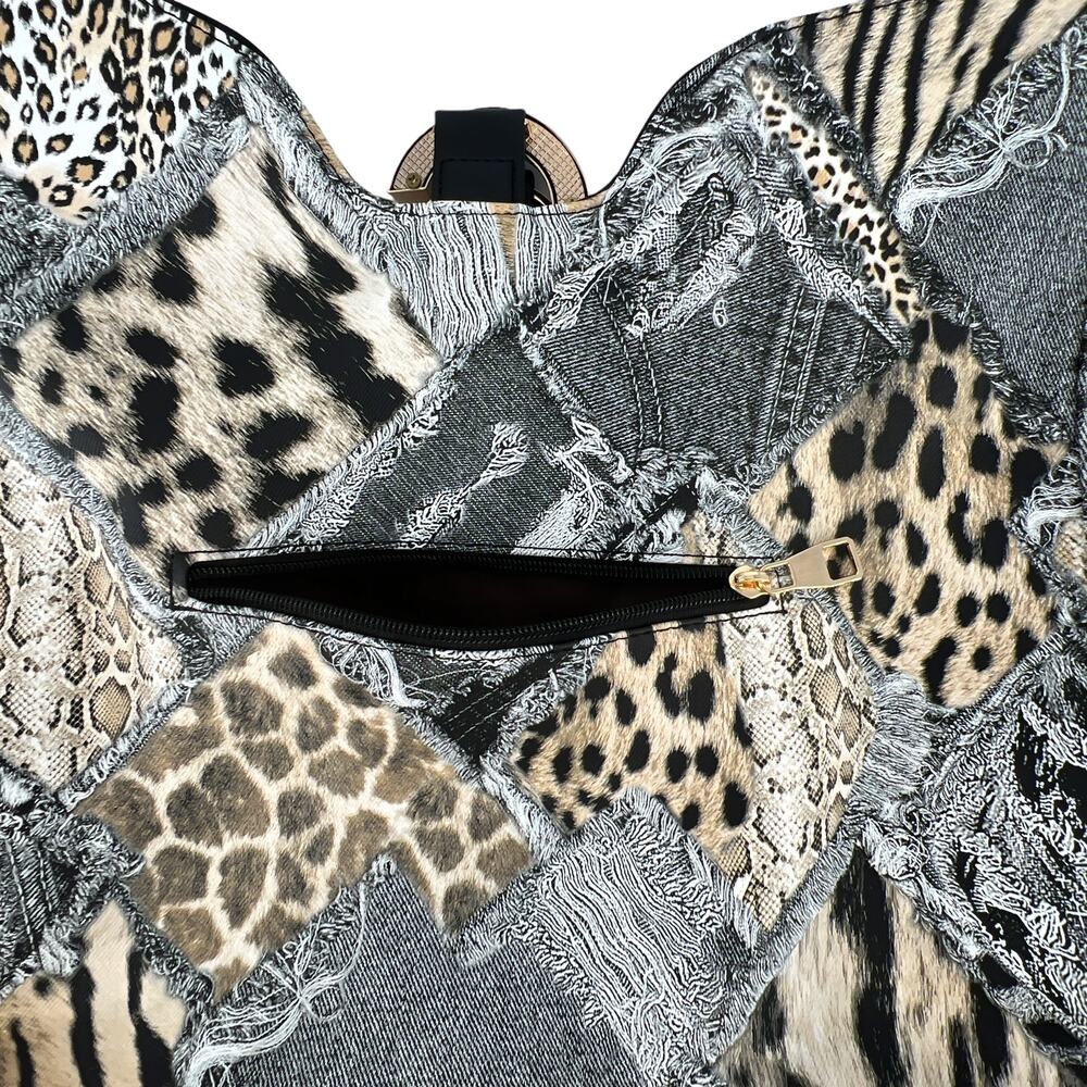 Retro Patchwork Leopard Print Hobo Large Capacity… - image 8